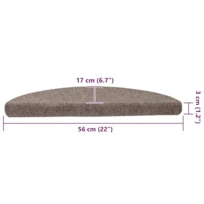VidaXL Trapmatten zelfklevend 10 stuks 56x17x3 cm beige halfrond