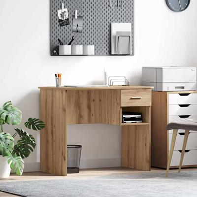 Bureau artisanaal eikenkleurig 90 x 49.5 x 75 cm Bewerkt hout