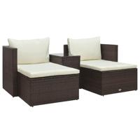 5-delige Loungeset met kussens poly rattan bruin - thumbnail