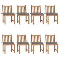Tuinstoelen 8 st met kussens massief teakhout - thumbnail
