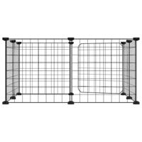 VidaXL Huisdierkooi met 8 panelen en deur, zwart 35x35 cm staal - thumbnail
