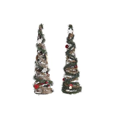 Kerstboom DKD Home Decor Natuurlijk Rood Metaal Groen (14 x 14 x 51 cm) (2 Stuks)