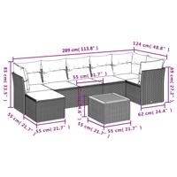 8-delige Loungeset met kussens poly rattan gemengd beige - thumbnail