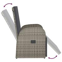 Tuinstoelen 2 st verstelbaar met kussens poly rattan grijs - thumbnail