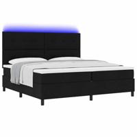 Boxspringbed met Matras en LED Licht in Zwart, 200 x 200 cm Stof - thumbnail