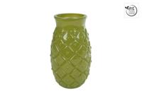 Vaas Ananas L glossy groen glas 10x10x17cm - thumbnail