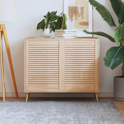 VidaXL Kastdeuren met lamellen 2 st 69x49,4 cm massief grenenhout