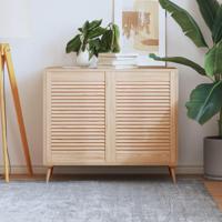 VidaXL Kastdeuren met lamellen 2 st 69x49,4 cm massief grenenhout - thumbnail