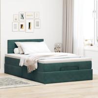 Ottoman bed met matras 120x200cm fluweel donkergroen - thumbnail
