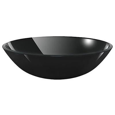 VidaXL Wastafel met kraan en pop-up afvoer gehard glas zwart VidaXL Wastafel met kraan en pop-up afvoer gehard glas zwart