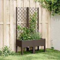 VidaXL Plantenbak met latwerk 80x40x142 cm polypropeen bruin - thumbnail