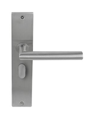 Deurklink Nexus rvs basis op langschild vrij- en bezet 63mm