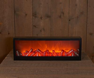 B.o.t. haard zwart 60x20x10cm 3x c b.o. met timer - Annas collection