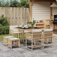 9-delige Tuinset met kussens poly rattan beige - thumbnail
