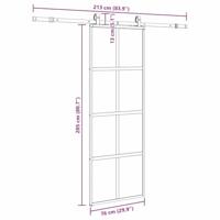 Schuifdeur met beslagset 76x205 cm gehard glas zwart - thumbnail