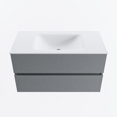 MONDIAZ VICA 90cm badmeubel onderkast Plata 2 lades. Wastafel CLOUD midden 1 kraangat, kleur Talc.