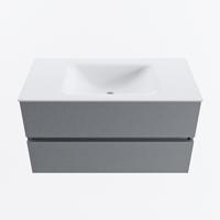 MONDIAZ VICA 90cm badmeubel onderkast Plata 2 lades. Wastafel CLOUD midden 1 kraangat, kleur Talc. - thumbnail