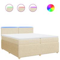 Boxspring met matras stof crèmekleurig 200x200 cm - thumbnail