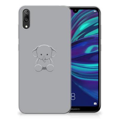 Huawei Y7 Pro (2019) Telefoonhoesje met Naam Grijs Baby Olifant Huawei Y7 Pro (2019) Telefoonhoesje met Naam Grijs Baby Olifant