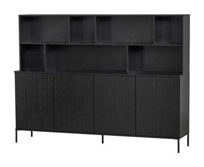 WOOOD Wandkast 'New Gravure' Grenen, 150 x 200cm, kleur Zwart