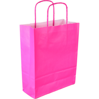 Tas | Kraftpapier | gedraaid papieren koord | 18x 8x22cm | draagtas | roze | 300 stuks - thumbnail