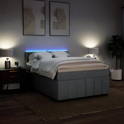 Boxspring met matras stof lichtgrijs 140x200 cm