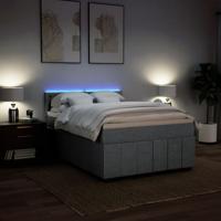 Boxspring met matras stof lichtgrijs 140x200 cm - thumbnail