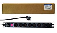 LogiLink PDU8C01 19 inch Stekkerdoos voor patchkast 1 HE Geaarde contactdoos Met schakelaar Zwart - thumbnail