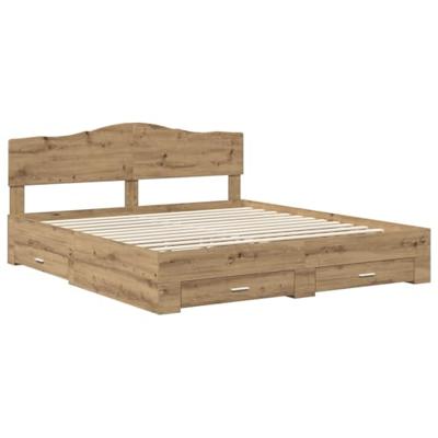 Bedframe met hoofdeinde Artisan Eiken 180 x 200 cm Bewerkt hout