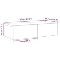 Wandschap met lades 60x26,5x15 cm bewerkt hout gerookt eiken - thumbnail