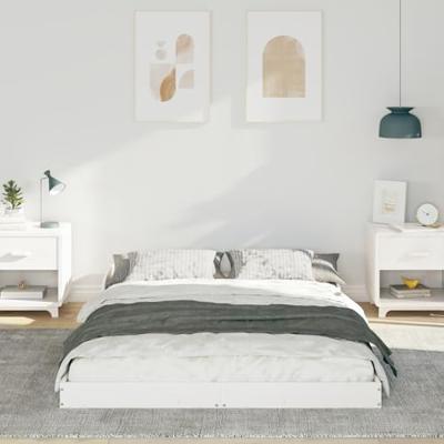 Bedframe Wit 140 x 190 cm Massief grenenhout