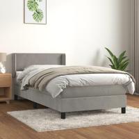 Boxspring met matras fluweel lichtgrijs 80x200 cm - thumbnail