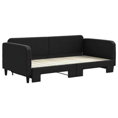 Slaapbank met onderschuifbed 100x200 cm stof zwart