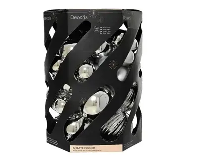 Decoris kerstbalmix plastic d20cm 40st zilver