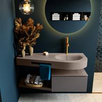 MONDIAZ RIVA 120cm badmeubel onderkast / planchet kleur Dark_Grey met 1 lade. Wastafel DULCET rechts 1 kraangat kleur Smoke. - thumbnail