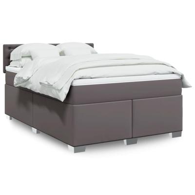 Boxspring met matras kunstleer grijs 160x200 cm - thumbnail