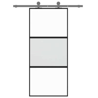 VidaXL Schuifdeur 90x205 cm gehard glas en aluminium zwart - thumbnail
