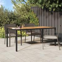 Tuintafel 190x90x75 cm poly rattan en acaciahout zwart - thumbnail
