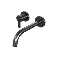 Brauer Gunmetal Edition Inbouw Wastafelmengkraan met Gebogen Uitloop en Rozetten Model D2 Gunmetal Geborsteld PVD - thumbnail