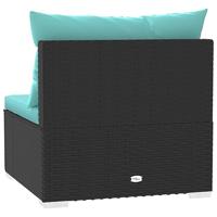 Tuinmiddenbank met kussens poly rattan zwart - thumbnail