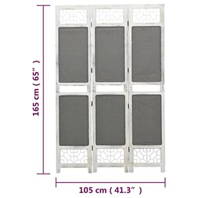 Kamerscherm met 3 panelen 105x165 cm stof grijs
