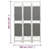 Kamerscherm met 3 panelen 105x165 cm stof grijs - thumbnail