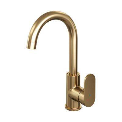 Brauer Gold - Edition Wastafelmengkraan opbouw - hoog - draaibaar - ronde uitloop - model C - PVD - geborsteld goud 5-GG-003-R1