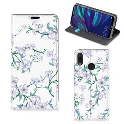 Huawei Y7 hoesje Y7 Pro (2019) Uniek Smart Cover Blossom White Huawei Y7 hoesje Y7 Pro (2019) Uniek Smart Cover Blossom White