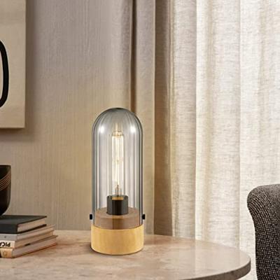 Home sweet home capri tafellamp klein hout/glas