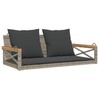 Schommelbank met kussens 109x62x40 cm poly rattan grijs - thumbnail