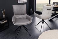Draaibare design stoel ALPINE grijs lichtgrijs armleuningen zwart metalen poten - 43720 - thumbnail