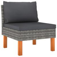 VidaXL Middenbank poly rattan en massief eucalyptushout - thumbnail