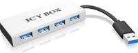 ICY BOX IB-AC6104 4-voudige USB 3.0 hub, geïntegreerde USB-kabel, aluminium, zilver/zwart - thumbnail