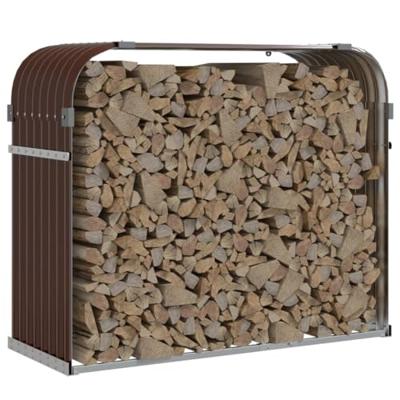 VidaXL Haardhoutopslag 120x45x100 cm gegalvaniseerd staal bruin VidaXL Haardhoutopslag 120x45x100 cm gegalvaniseerd staal bruin